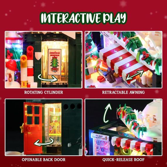 Конструктор Рождественский газетный киоск со светодиодной подсветкой, набор строительных блоков - Город, Рожде | Зображення 5