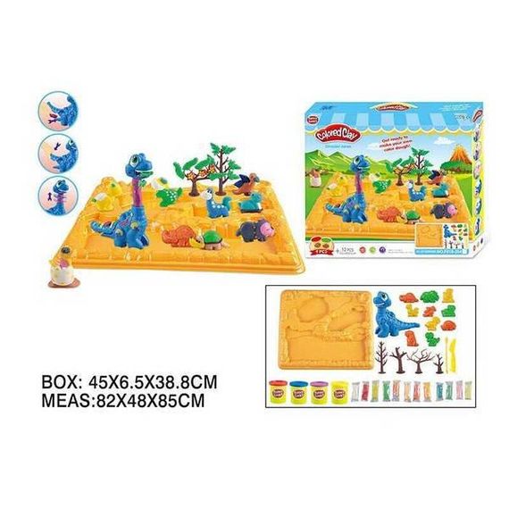 Набор теста для лепки Динозаврики в пустыне 4 цвета с формочками Colored Clay