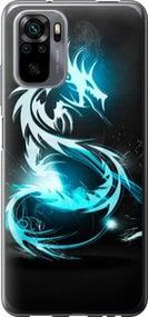 Чохол на Xiaomi Poco M5s Біло-блакитний вогненний дракон із пластику FCh_047750
