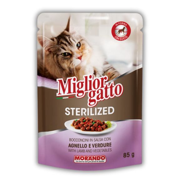 Вологий корм для стерилізованих котів з ягнятком Morando Migliorgatto Sterilized, 85 гр