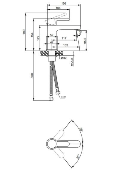 Змішувач для раковини Lidz Astra 001F LDAST001FCRM48085 | Зображення 1