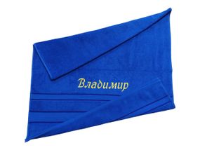 Рушник з іменною вишивкою махровий банний 70*140 синій Володимир rus 04260-1