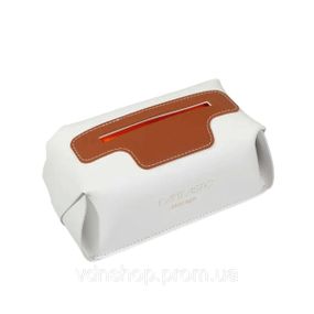 Серветниця з еко шкіри 21х12х8 см контейнер для серветок в автомобіль Білий HP-3-210W