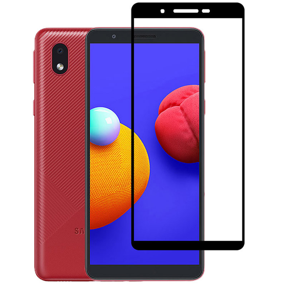 Захисне скло 3D для Samsung Galaxy A01 core/M01 core чорне (повна проклейка на весь екран)