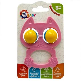 Детская погремушка "Котик" 9338TXK-11 розовый