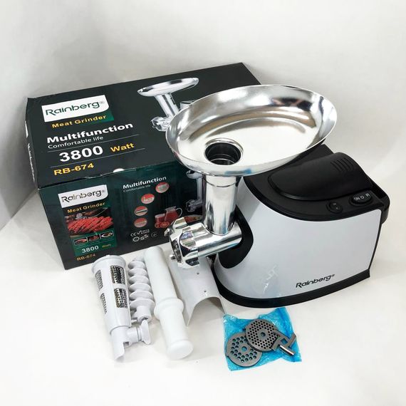 Электромясорубка с соковыжималкой Rainberg RB-674 3000W, электромясорубка для шинковки, мощная мясорубка | Зображення 1