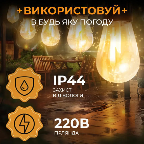 Світлодіодна гірлянда 10 метрів, 25 LED, статичний режим, живлення від мережі 220В | Зображення 3
