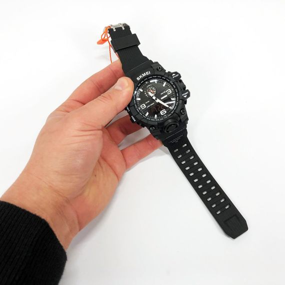 Годинник наручний чоловічий SKMEI 1586BK BLACK, водонепроникний чоловічий годинник, годинник спортивний. Колір: чорний | Зображення 8