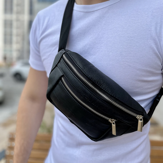 Бананка з відділеннями, Зручна чоловіча шкіряна бананка для міських прогулянок JM-56 | Зображення 5