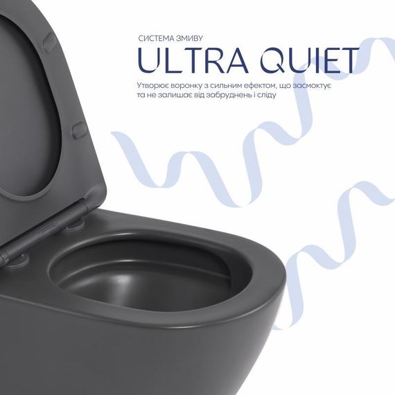 Унітаз підвісний Robin Ultra Quiet 490×365×325 мм, Anthracite, із сидінням Slim Duroplast/Soft-close/Quick Release | Зображення 4