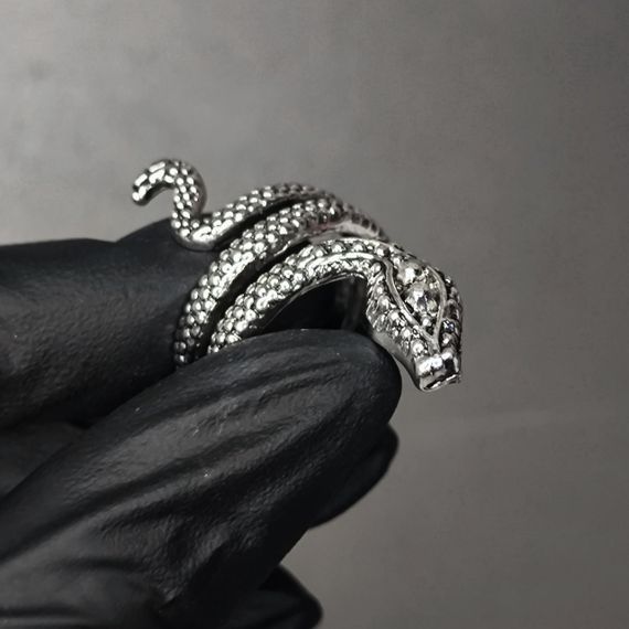 Кольцо-змея для фото ногтей (маникюра) №4 23х32мм цвет серебро | Зображення 1