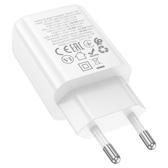 Набір СЗУ HOCO N61+Type-C/Type-C кабель, 1xUSB+1xUSB-C, PD20W+QC3.0, кабел 46188 | Зображення 2