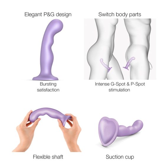 Насадка для страпона Strap-On-Me Dildo Plug P&G Lilas Metallic M | Зображення 1