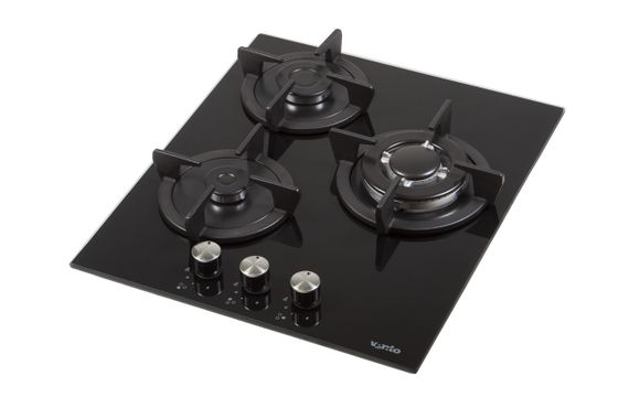 Газова панель три конфорки Ventolux HG430-G3G CEST (BK) чорне скло | Зображення 1