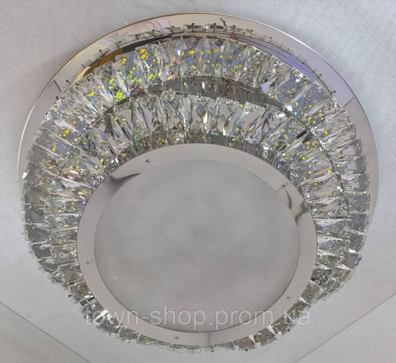 Люстра потолочная хрустальная LED с пультом C1784/500 Хром 18х50х50 см. | Зображення 3