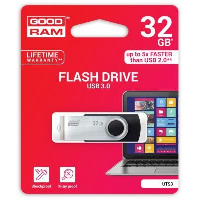 USB флеш накопичувач Goodram 32GB UTS3 Twister Black USB 3.0 (UTS3-0320K0R11) | Зображення 1