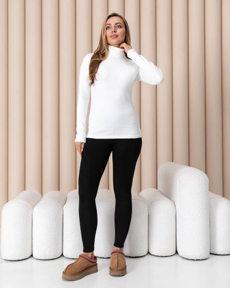 Женская теплая водолазка-гольф полушерсть на термо флисе цвет белый размер 42/44 DM09.09 | Зображення 2