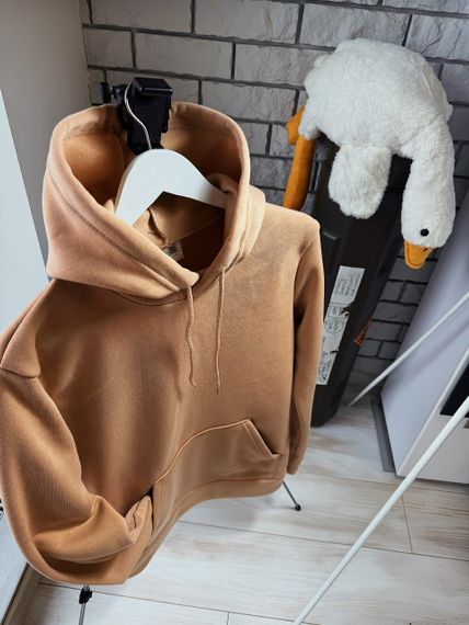 Женский теплый худи толстовка на флисе DA2444 размер М цвет бежевый | Зображення 1