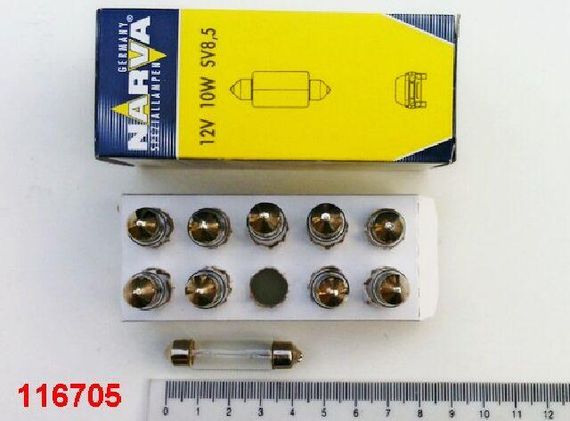 Лампа з цоколем NARVA 12V C10W 41 мм у плафон осв. салону (17314) (10 шт.) ціна за 1 шт.