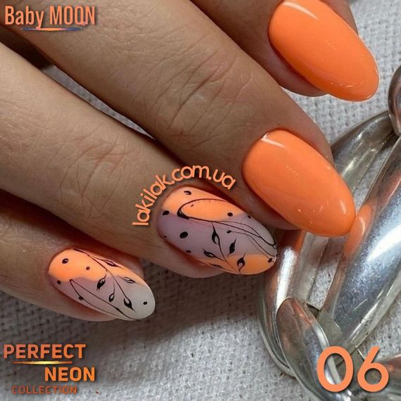 Гель-лак BABY MOON Perfect Neon № 06 оранжево-лососевый, 6 мл