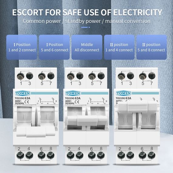 Ручной ввод резерва переключатель Tomzn AC on-off-on 63а | Зображення 1