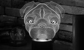 Акриловый светильник-ночник Мопс белый tty-n001420