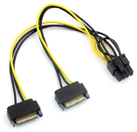 Кабель-переходник для питания видеокарты SATA + SATA-> 8P,OEM Q50 | Зображення 1