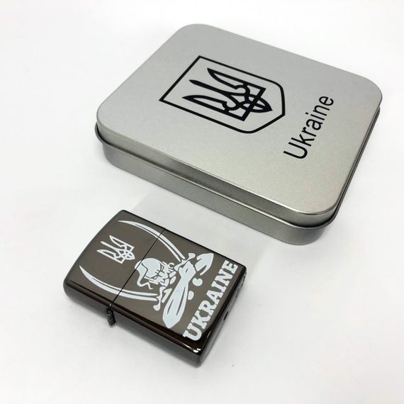 Дугова електроімпульсна запальничка USB Україна (металева коробка) HL-449. VA-385 Колір: чорний | Зображення 2