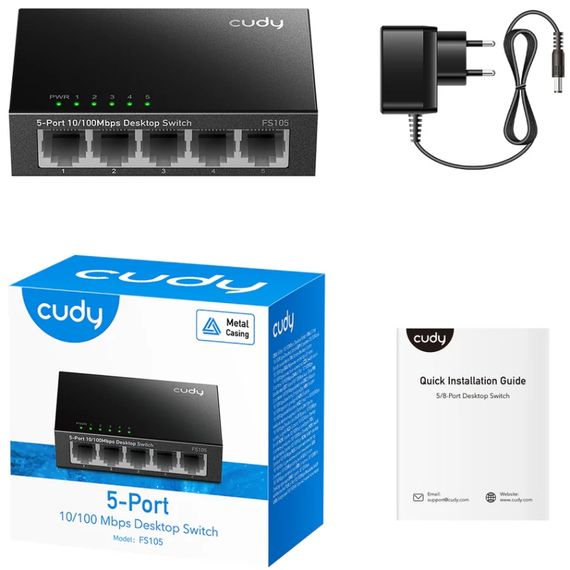 Комутатор Cudy FS105, 5 портовий 10/100 Mbps Metal Switch | Зображення 2