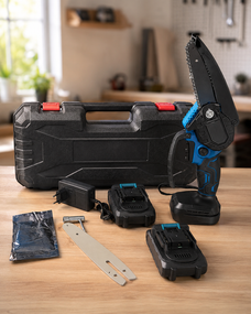 Акумуляторна ланцюгова міні-пила6 inch Electric SAW BLUE кейсом / 2 акумулятори 4А/год 8644