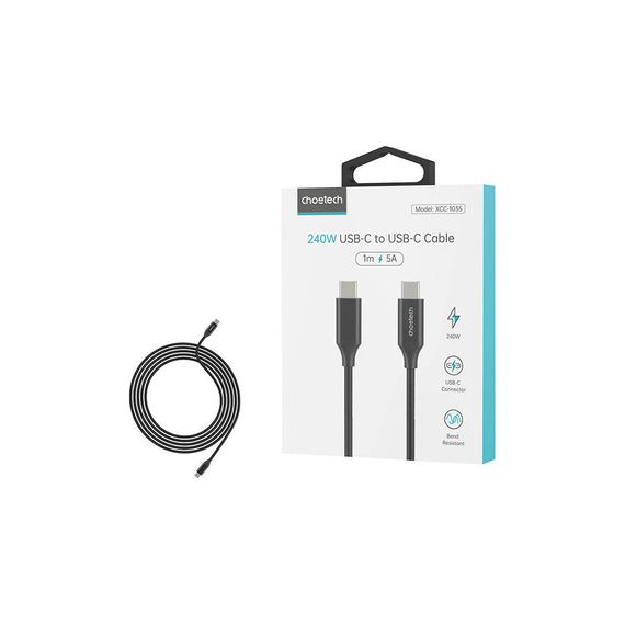 Дата кабель USB-С to USB-С 2.0m 240W USB2.0 Choetech (XCC-1036-BK) | Зображення 5