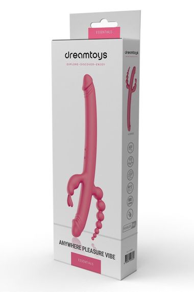 Вібратор із 4 стимулюючими кінцями Dreamtoys Anywhere Pleasure Vibe Essentials, рожевий sexstyle | Зображення 5