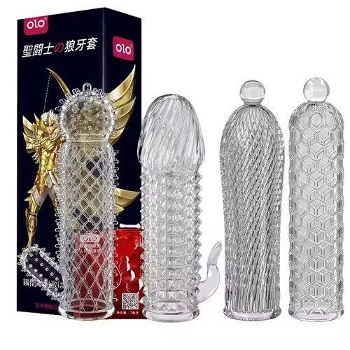 Насадка на член рельєфна OLO з відростком та мастилом, прозора sexstyle | Зображення 2