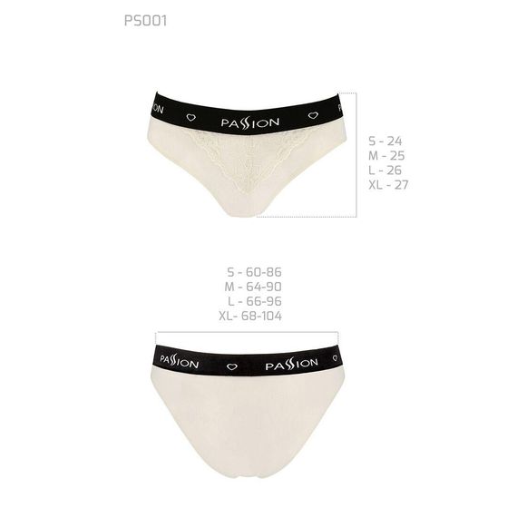 Трусики с широкой резинкой и кружевом Passion PS001 PANTIES ecru, size M | Зображення 4