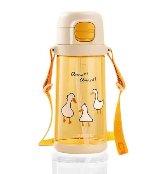 Бутылка для воды Casno 690 мл KXN-1219 Оранжевая (Гуси) с трубочкой (KXN-1219_Orange) | Зображення 9