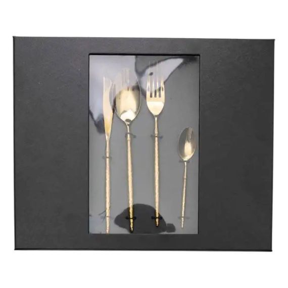 Набор столовых приборов золото на 6 персон 24 предмета ложки, вилки, ножи Золото HP-20-15 | Зображення 2