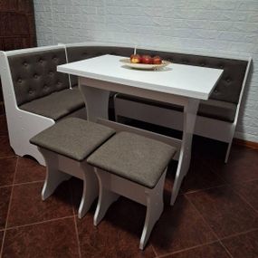 Кухонний куток, стіл та дві табуретки 154х114 см - БІлий