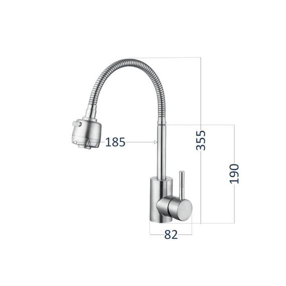 Змішувач для кухні Lidz Aria 015F41 з гнучким виливом (k35) LDARI015F41NKS45306 Nickel | Зображення 1