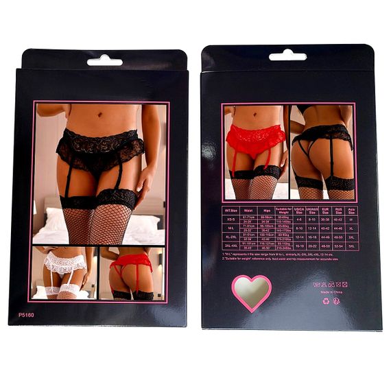 Комплект мереживний пояс для панчіх StarNight з трусиками з доступом, білий, M-L sexstyle | Зображення 3