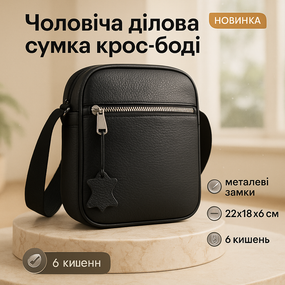 Чоловіча шкіряна сумка, Чоловіча сумка-барсетка для чоловіка, Чоловічий месенджер практичний MR-83