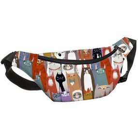 Сумка на пояс бананка Bumbag Коты 27x16 см (BB_18J039_BL_BL)