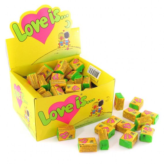 Жувальна гумка Love is Кокос-Ананас блок 100 шт, оригінальна турецька жуйка Лав із у жовтій коробці з вкладишами | Зображення 1