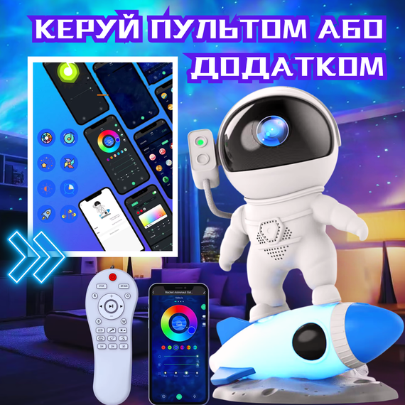 Проектор Зоряного Неба та Галактики Космонавт з LED Підсвічуванням та Bluetooth Лазерний Світлодіодний Нічник 8 Режимів на Пульті | Зображення 5
