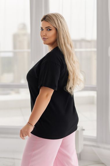 Женская классическая футболка Labubu прямая свободная цвет черный, размер 46/48, GF05259 | Зображення 3