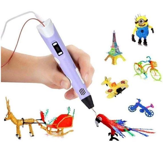 3D-ручка 3D Pen з Еко Пластиком PLA, Трафаретами та LCD екраном Рожева | Зображення 1