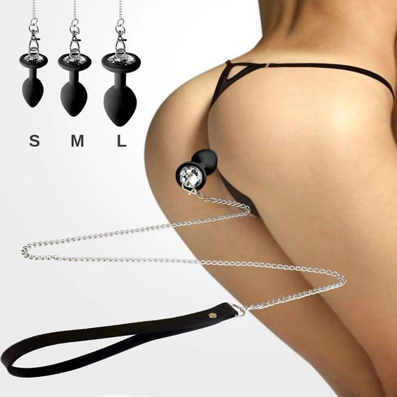 Силиконовая анальная пробка Art of Sex Silicone Anal Plug with Leash size M с поводком Black | Зображення 2