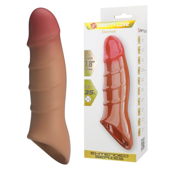 Подовжуюча насадка PRETTY LOVE - Damell Penis Sleeve Brown, BI-026278N-1 Sex Aura