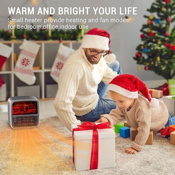 Обогреватель вентилятор керамический портативный, тепловентилятор в виде камина | Зображення 3