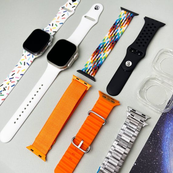 Комплект i50 - Watch Ultra 2 / Smart Watch 9 / 7 ремінців / 2 захисних чохла (Білий) | Зображення 6