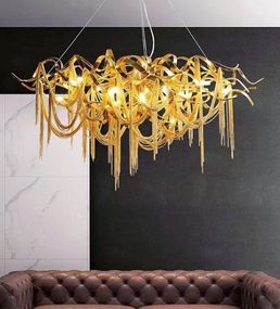 Люстра підвісна на 16 лампочок 26388 Золото 85-200х60х160 см.